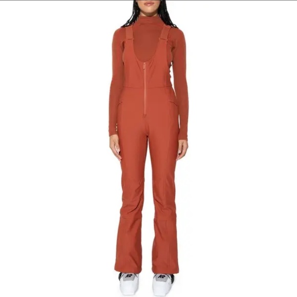 Halfdays Isabel Soft Shell Bib Pants in Discontinued Color Rust - Picture 1 of 4